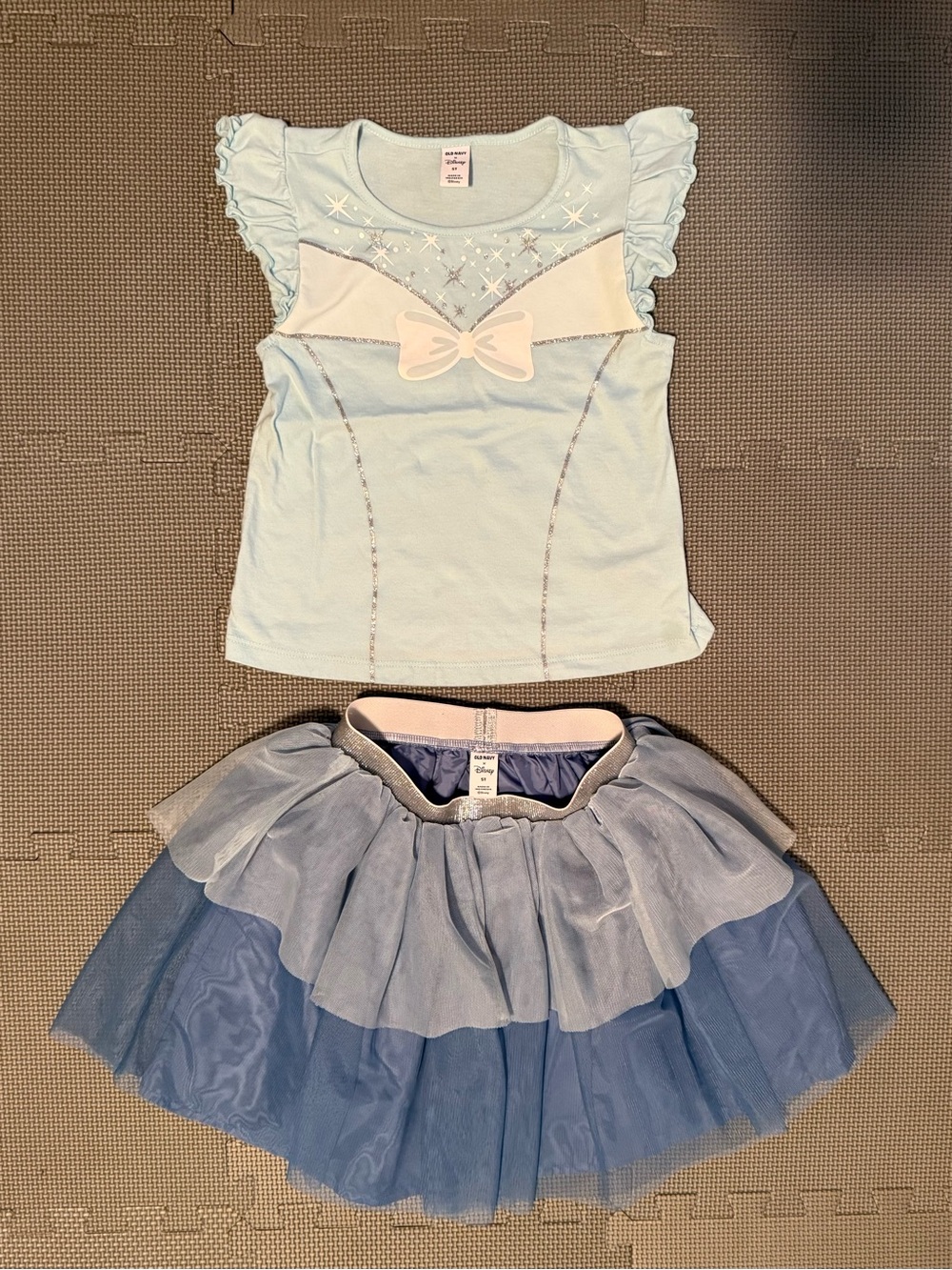 Gap Disney Cinderella Girls Light Blue Tulle Skirt Set with Bow Top